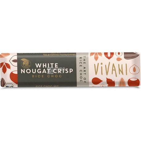 Vivani, 35 g, Vivani, Chocolate white, with rice milk and nougat