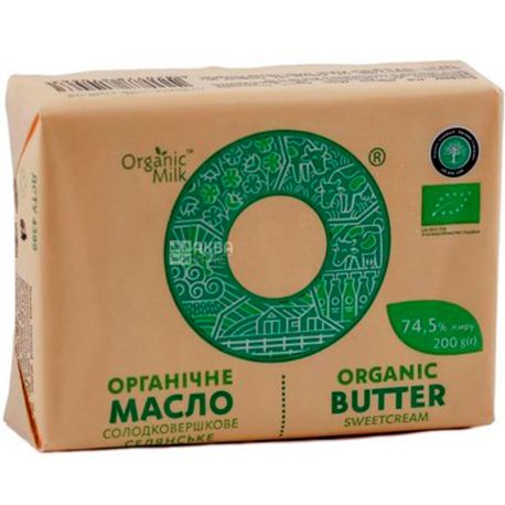 Organic Milk, 200 г, Масло сладкосливочное, органическое, 74,5 %