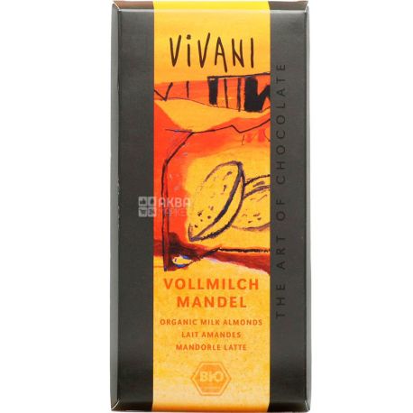 Vivani, 100 g, Vivani, Chocolate milk, with almonds, organic