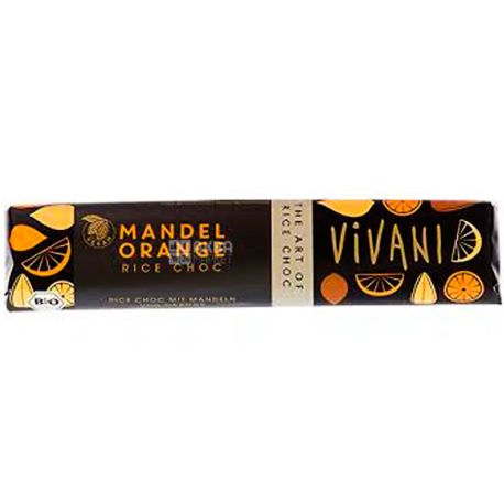 Vivani, 35 г, Вивани, Шоколад молочный, с миндалем и апельсином