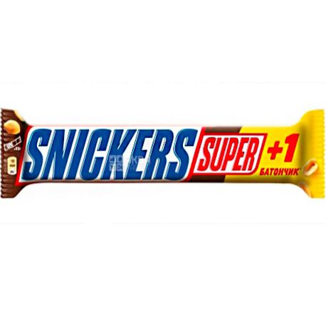 Snickers Super+1, 112,5 г, Сникерс, Батончик шоколадный
