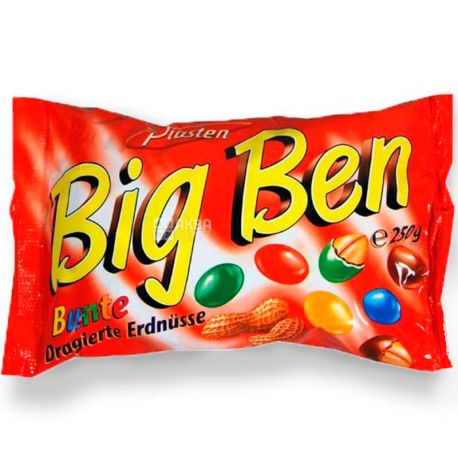 Piasten, Big Ben, 250 г, Пястен, Арахис в шоколаде, драже цветное