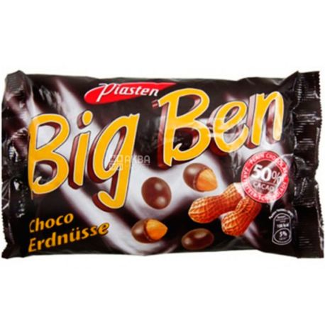 Piasten, Big Ben Dark, 200 г, Пястен, Арахіс в шоколаді, драже