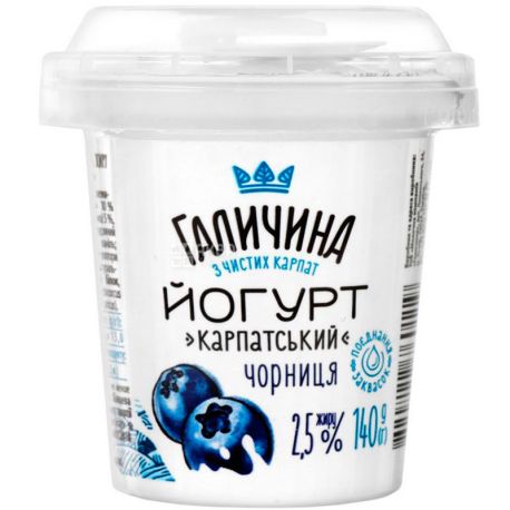 Galicia, 140 g, Carpathian Yogurt, blueberries, 2.5%