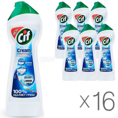 Cif Active fresh, 250 мл упаковка 16 шт., Крем чистячий Сіф, універсальний