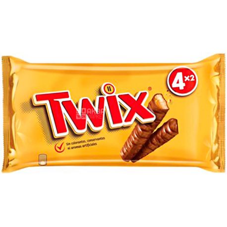 Twix, 4 шт. х 50 г, Твікс, Батончик-печиво з карамеллю, в молочному шоколаді