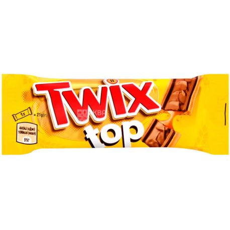 Twix Top, 21 г, Твикс Топ, Батончик-печенье с молочным шоколадом и карамелью