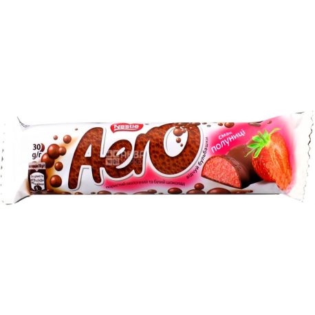 Nestle, Aero, 30 г, Нестле, Аэро, Батончик из молочного шоколада, Клубника