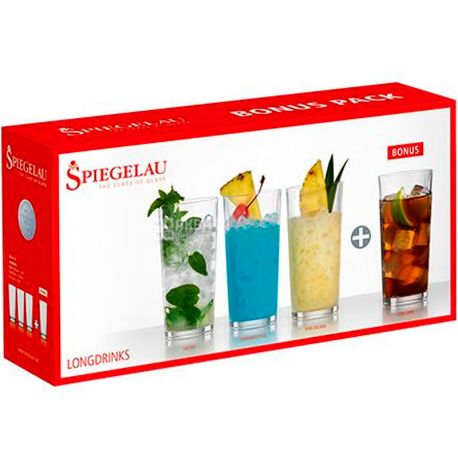 Spiegelau Bonus Pack, 350 ml, Spiegelau Glass for Longdrink Cocktails, Set of 4