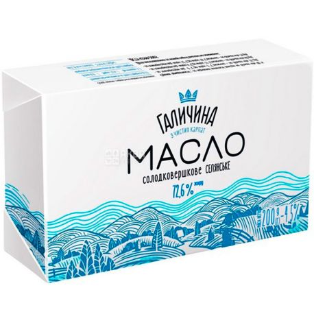 Галичина, 200 г, Масло Селянське, солодковершкове, 72,6%