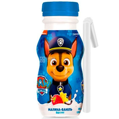 Danone, Щенячий Патруль, 185 г, Данон, Йогурт питьевой, Малина ваниль, 1,5%