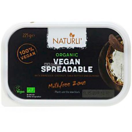 Naturli, Organic Vegan Spreadable, 225 г, Натурли, Масло мягкое Веганское, органическое, 75%