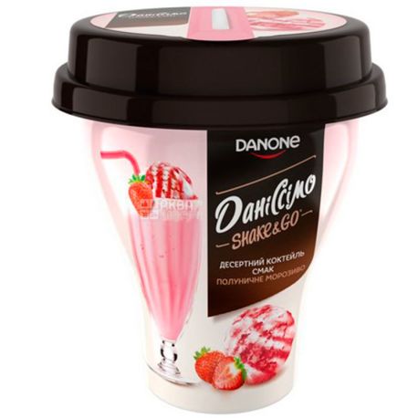 Danone, Даниссимо, 260 г, Данон, Коктейль десертный, Клубничное мороженое, 5,2%