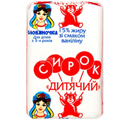 Слов'яночка, 90 г, Сир дитячий з ваніліном, 15%