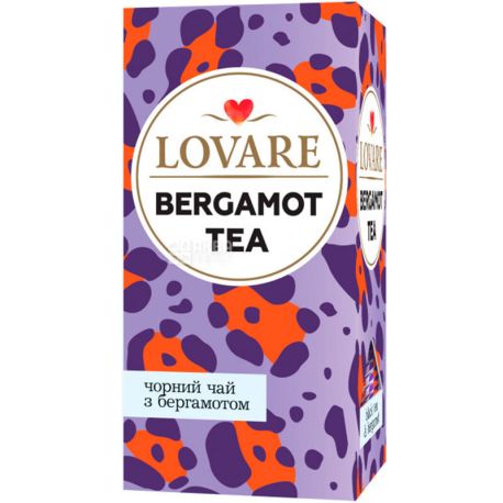 Lovare, Bergamot, 24 пак. х 1,5 г, Чай Ловаре, с бергамотом, черный