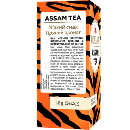 Lovare, Assam, 24 шт. х 2 г, Чай Ловара, індійський, чорний