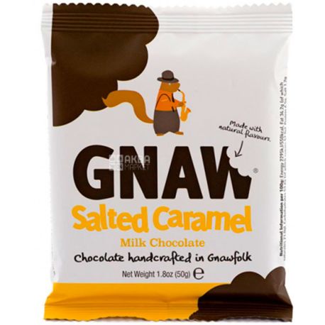 Gnaw, 50 г, гнав, Шоколад молочний з солоною карамеллю