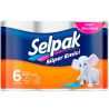 Selpak, Super Emici, 6 рул., Паперові рушники Селпак Суперпоглинаючі, 3-х шарові, 80 аркушів, 32х23 см