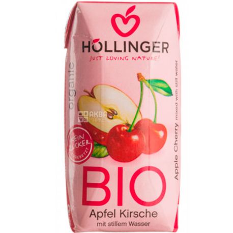 Hollinger, 200 мл, Холлінгер, Сік органічний, Яблуко-вишня, без цукру