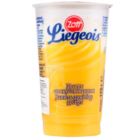 Zott, Liegeois, 175 г, Десерт со взбитыми сливками, Ванильный