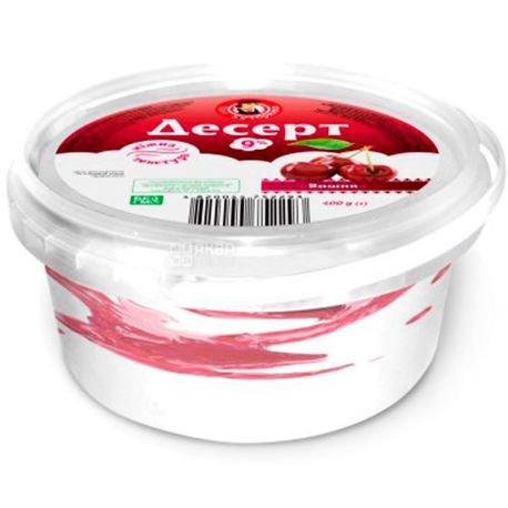 Пані Хуторянка, 400 г, Десерт сирковий, з вишнею, 9%