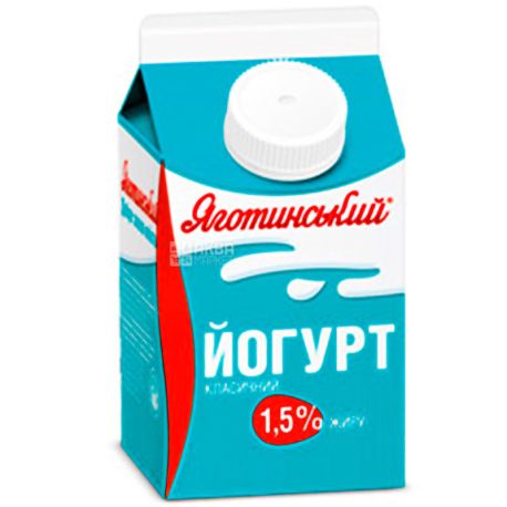Яготинський, 450 г, Йогурт питний Класичний, без наповнювача, 1,5%