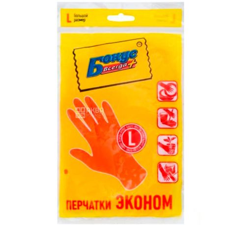 Бонус, 1 пара, Перчатки латексные, универсальные, размер L