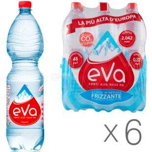 Acqua Eva, 1.5 L, Pack of 6 pcs., Aqua Eva, Mountain water, carbonated, PET