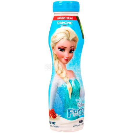 Danone Disney Frozen, 270 г, Данон, Йогурт питьевой, Малина-Гранат, 1,5%