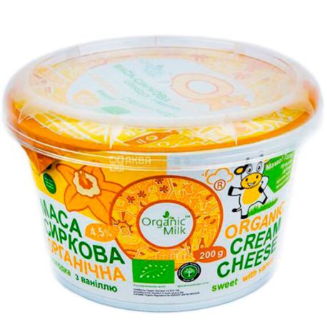 Organic Milk, 200 г, Органік Мілк, Маса сиркова з ваніллю, органічна, 4 %