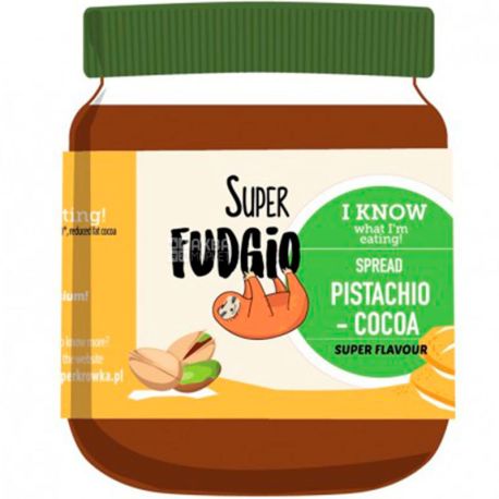 Super Fudgio, 190 г, Супер Фуджио, Шоколадная паста с фисташками, веганская