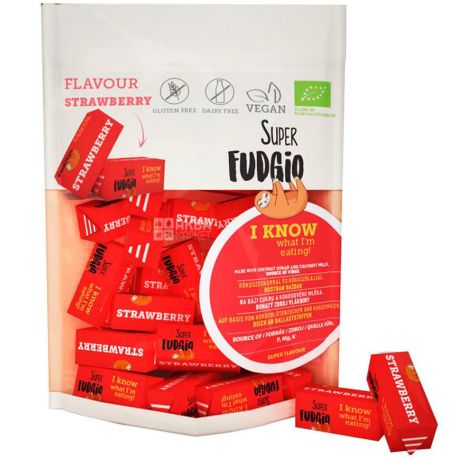 Super Fudgio, Супер Фуджио, 150 г, Конфеты c клубникой, органические