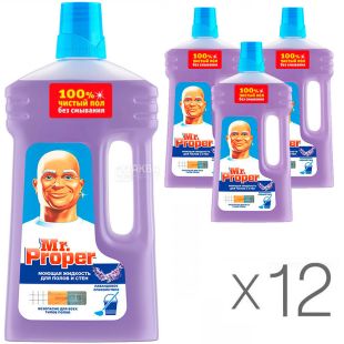 Mr Proper, 1 л, Упаковка 12 шт., Засіб для миття підлог та стін, Лавандовий спокій