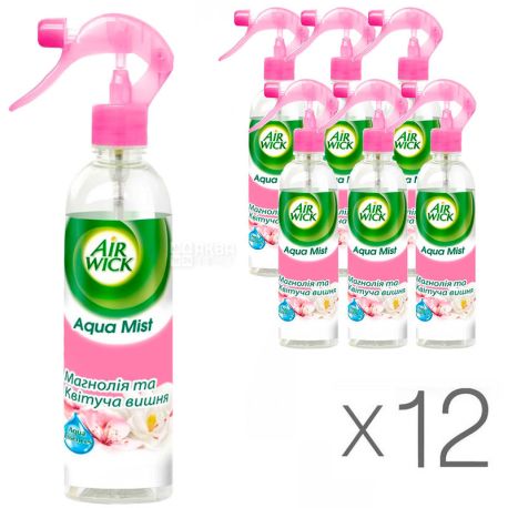 Air Wick, 345 ml, Pack of 12, Air Vick Fresh dew, Air freshener spray, Magnolia and cherry blossoms