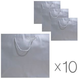 Пакет паперовий з ручками, матовий, сріблястий, 320х100х270 см, Упаковка 10 шт.