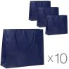 Paper bag, with handles, laminated, blue, Pack of 10 pcs., 32х10х27 cm