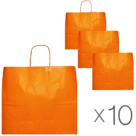 Paper bag, with handles, orange, Pack of 10 pcs., 32x13x28 cm