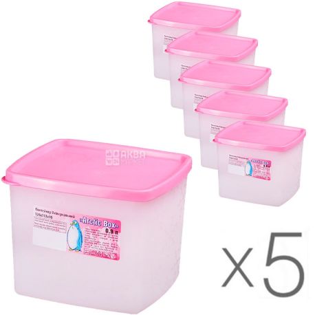Al-Plastiс Artic Box, Упаковка 5 шт., Контейнер пластиковый, 0,9 л, 126х113х98 мм