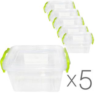 LUX, Контейнер пластиковый №2, 0,8 л, Упаковка 5 шт., 162х112х93 мм