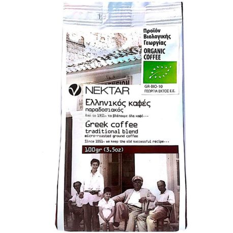 Nektar Organic Greek coffee, 100 г, Кофе Нектар Греческий органический, средней обжарки, молотый