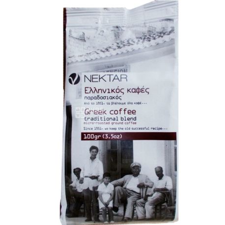 Nektar Traditional blend, 100 г, Кава грецька Нектар Традиційна, середнього обсмаження, мелена