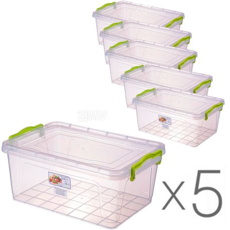 Al-Plastic, 9.5 L, Pack of 5 pcs., Al-Plastic, Plastic container Lux №7