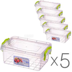 LUX, Контейнер пластиковий №3, 1,2 л, Упаковка 5 шт., 212х141х77 мм