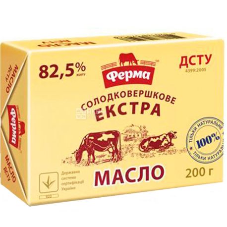 Ферма, Екстра, 200 г, Масло вершкове, 82,5%