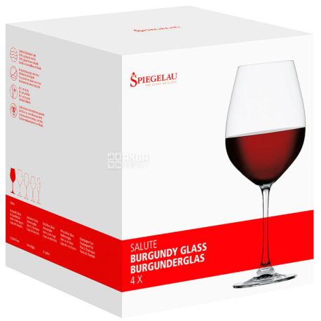 Spiegelau Burgunderglas Salute, 4 шт х 810 мл, шпігелау, Набір келихів для червоного вина, кришталь