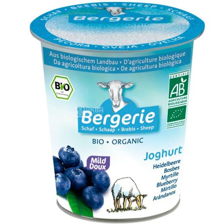 Bergerie, 125 г, Бержери, Йогурт черника из овечьего молока, органический