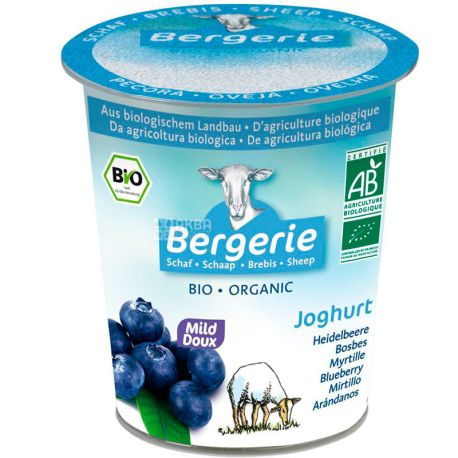 Bergerie, 125 г, Бержері, Йогурт чорниця з овечого молока, органічний