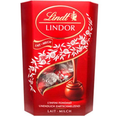 Lindt Lindor, 200 г, Ліндт Ліндор, Цукерки шоколадні, з начинкою, Асорті