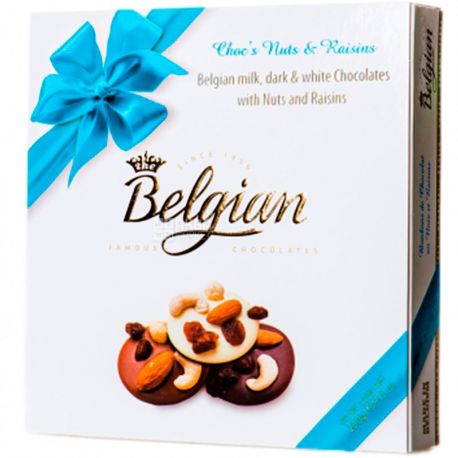 Belgian Chocolate, 200 г, Белджин, Шоколад із родзинками та горіхами