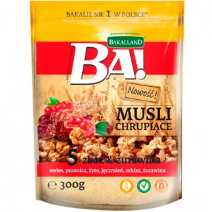 Bakalland, 300 г, Мюсли Бакалланд  5 злаков и клюква